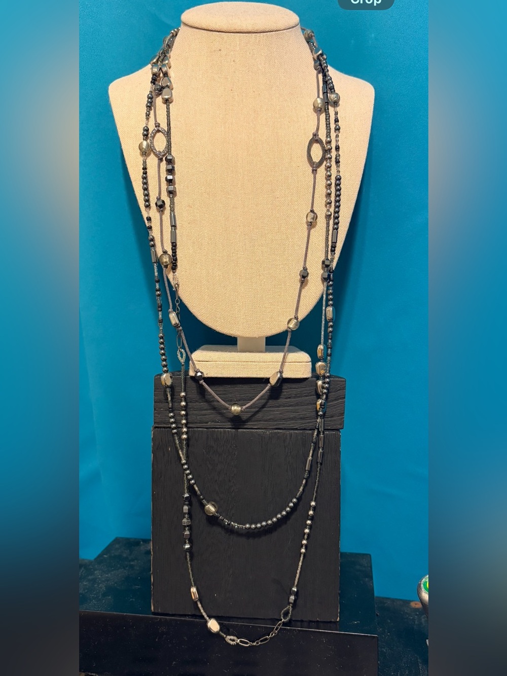 silpada dewdrops multi strand necklace sterling silver 925 hematite N2097 30”